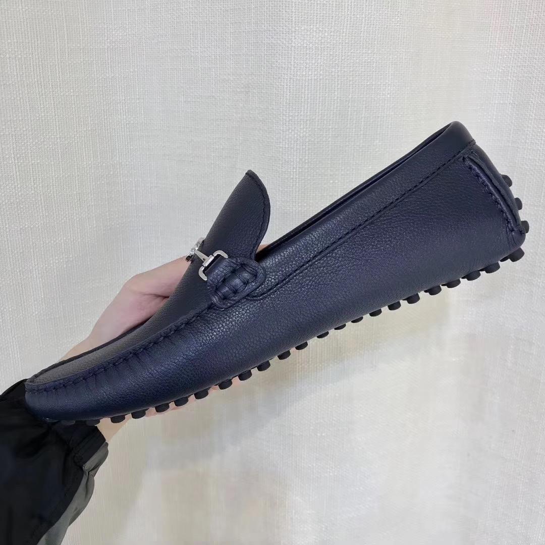 Giày lười Louis Vuitton like auth tag logo trơn màu xanh GLLV88