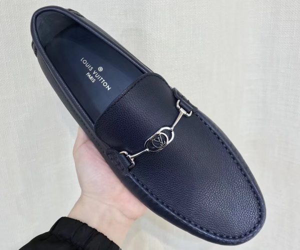 Giày lười Louis Vuitton like auth tag logo trơn màu xanh GLLV88