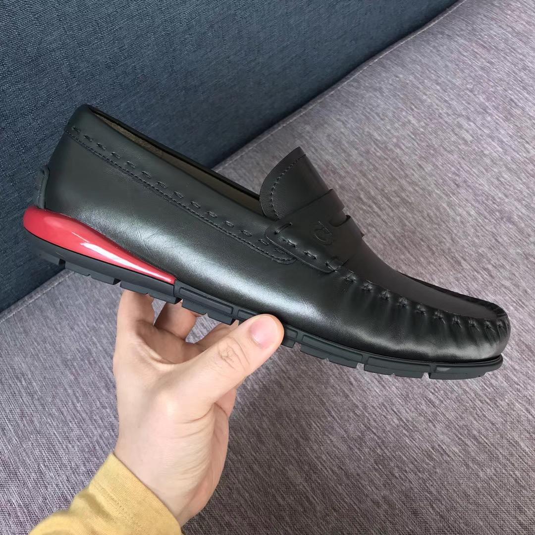 Giày lười Salvatore Ferragamo siêu cấp da trơn màu đen tag ẩn GLSF27
