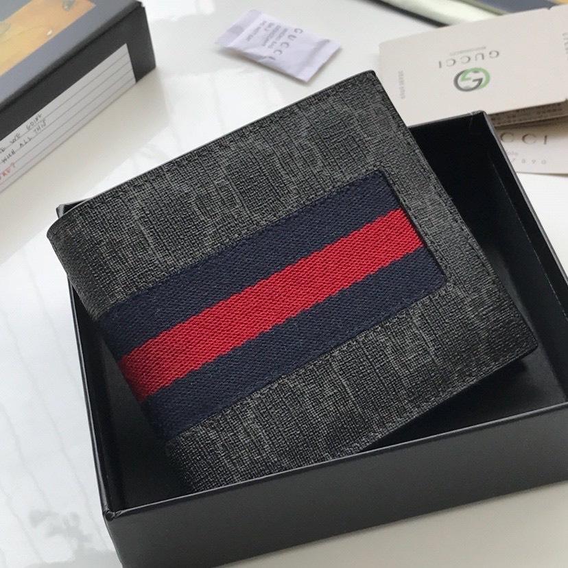 Ví nam Gucci siêu cấp bỏ túi họa tiết logo xanh viền kẻ đỏ VNG97