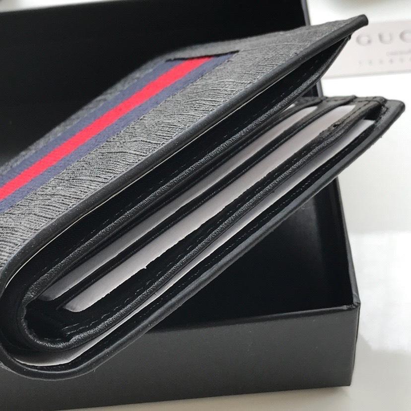 Ví nam Gucci siêu cấp bỏ túi họa tiết logo xanh viền kẻ đỏ VNG97