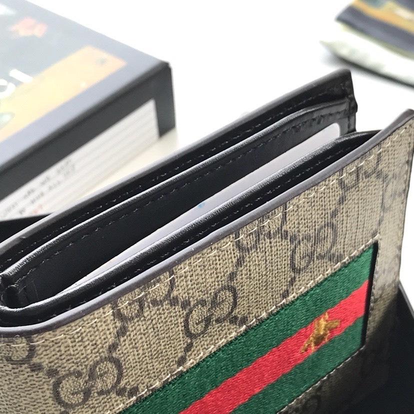 Ví nam Gucci siêu cấp bỏ túi họa tiết ong viền kẻ đỏ VNG95