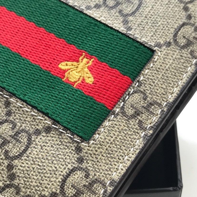 Ví nam Gucci siêu cấp bỏ túi họa tiết ong viền kẻ đỏ VNG95