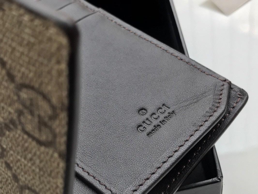 Ví nam Gucci siêu cấp gấp họa tiết logo viền kẻ đỏ VNG86