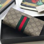 Ví nam Gucci siêu cấp gấp họa tiết logo viền kẻ đỏ VNG86