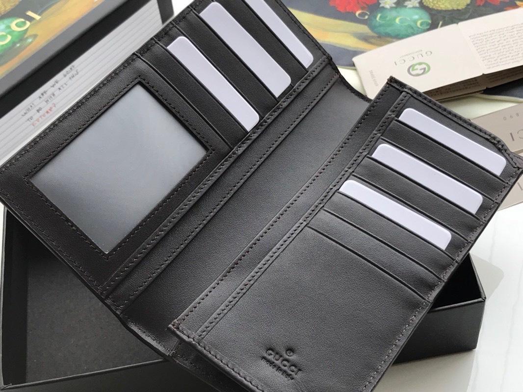 Ví nam Gucci siêu cấp gấp họa tiết logo viền kẻ đỏ VNG86