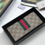 Ví nam Gucci siêu cấp gấp họa tiết logo viền kẻ đỏ VNG86