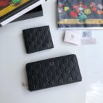 Ví nam Gucci siêu cấp khóa kéo họa tiết dập logo màu đen VNG91