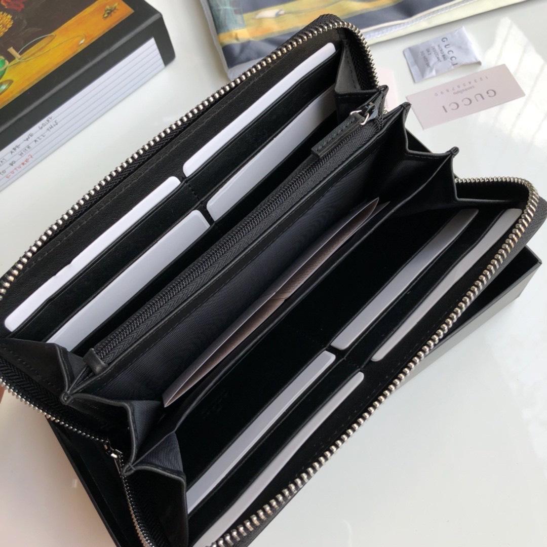 Ví nam Gucci siêu cấp khóa kéo họa tiết dập logo màu đen VNG91