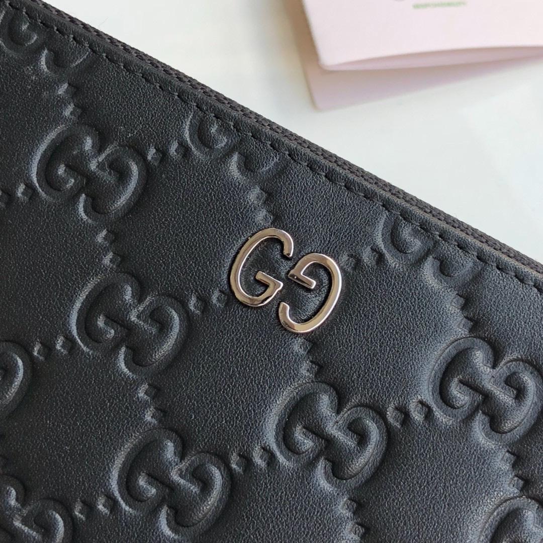 Ví nam Gucci siêu cấp khóa kéo họa tiết dập logo màu đen VNG91