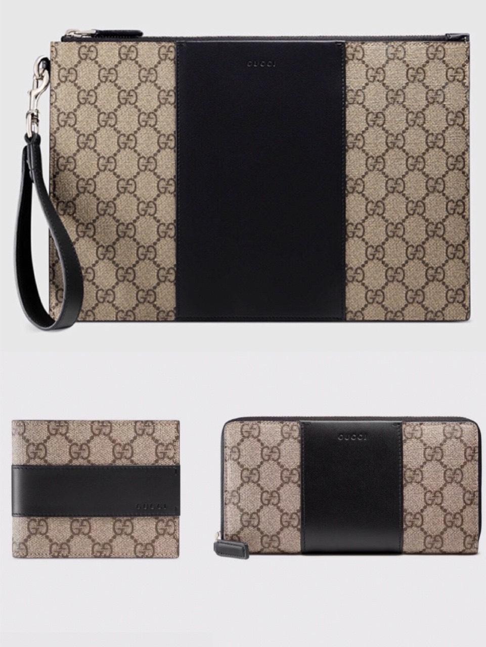 Ví nam Gucci siêu cấp khóa kéo họa tiết logo màu be VNG85
