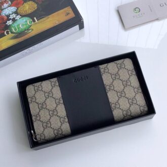 Ví nam Gucci siêu cấp khóa kéo họa tiết logo màu be VNG85