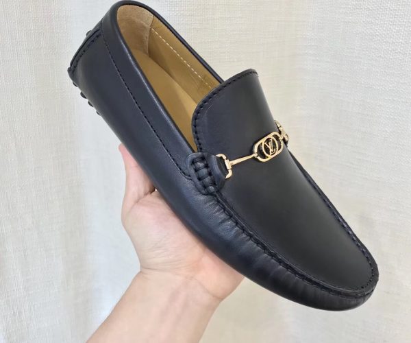 Giày lười Louis Vuitton like auth da lỳ họa tiết logo nhỏ GLLV96