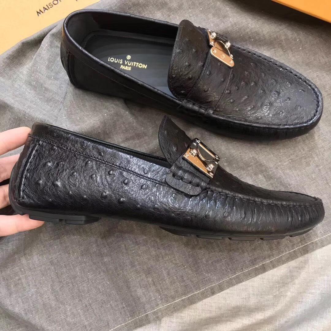 Giày lười Louis Vuitton like auth khóa lệch da sần GLLV94