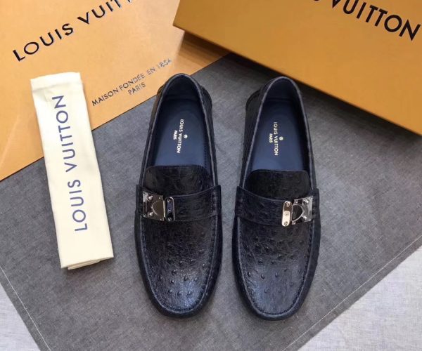 Giày lười Louis Vuitton like auth khóa lệch da sần GLLV94