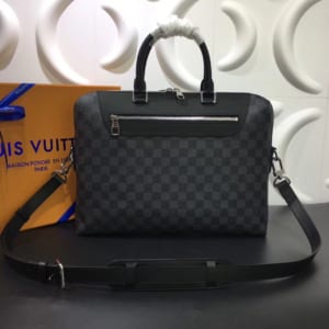 Túi xách nam Louis Vuitton họa tiết caro ghi đen TXLV17