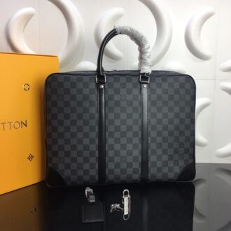 Túi xách nam Louis Vuitton họa tiết caro viền kẻ đen TXLV20