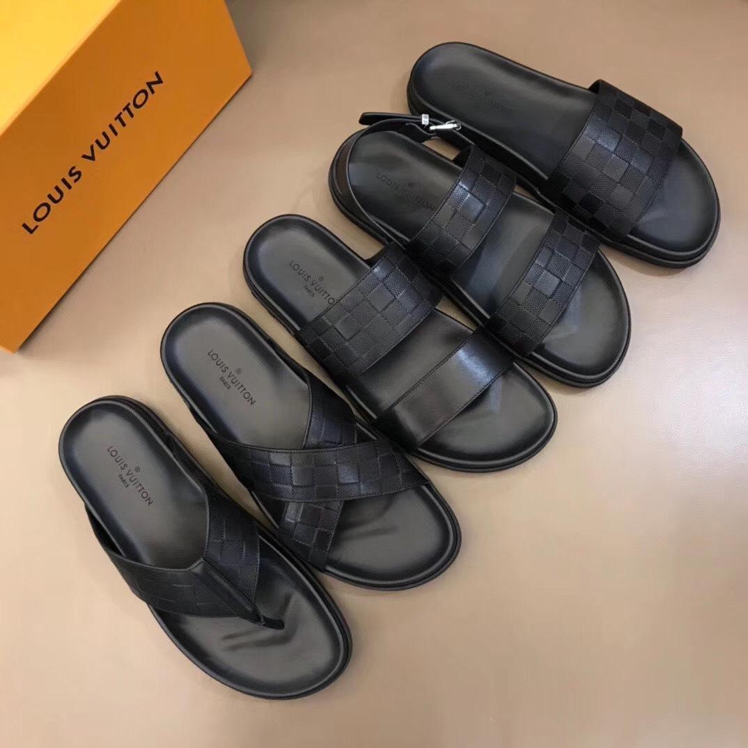 Dép Louis Vuitton siêu cáp nam màu đen kẹp ngón DLV13