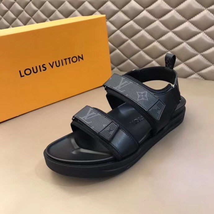 Dép Louis Vuitton siêu cấp nam quai hậu họa tiết logo DLV25