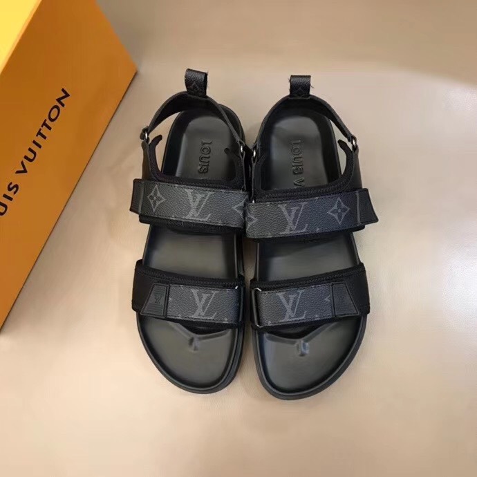 Dép Louis Vuitton siêu cấp nam quai hậu họa tiết logo DLV25