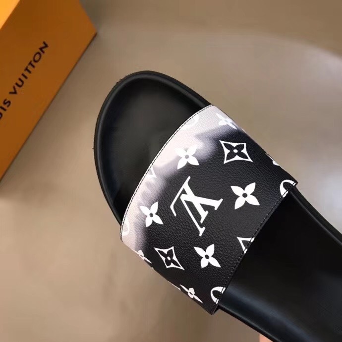 Dép Louis Vuitton siêu cấp nam quai ngang họa tiết loang trắng DLV21