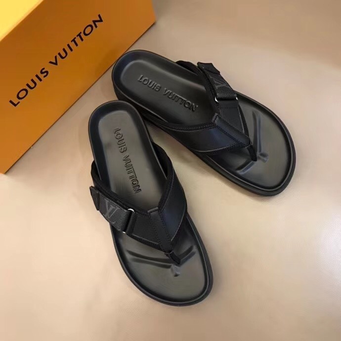 Dép Louis Vuitton siêu cấp nam xỏ ngón quai họa tiết caro DLV06