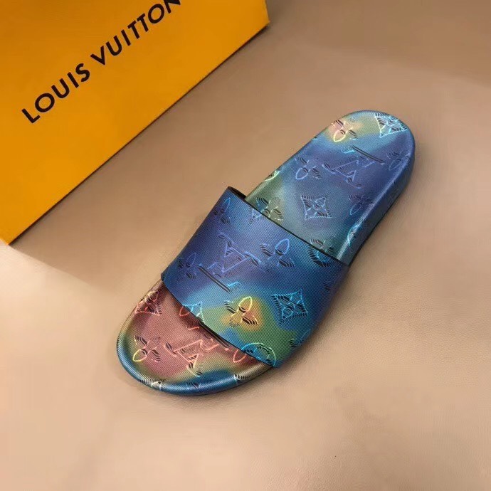 Dép nam Louis Vuitton siêu cấp quai ngang màu cầu vồng DLV01