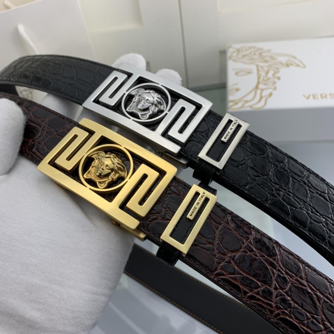 Thắt lưng nam Versace siêu cấp mặt vuông khóa tự động TLVS36