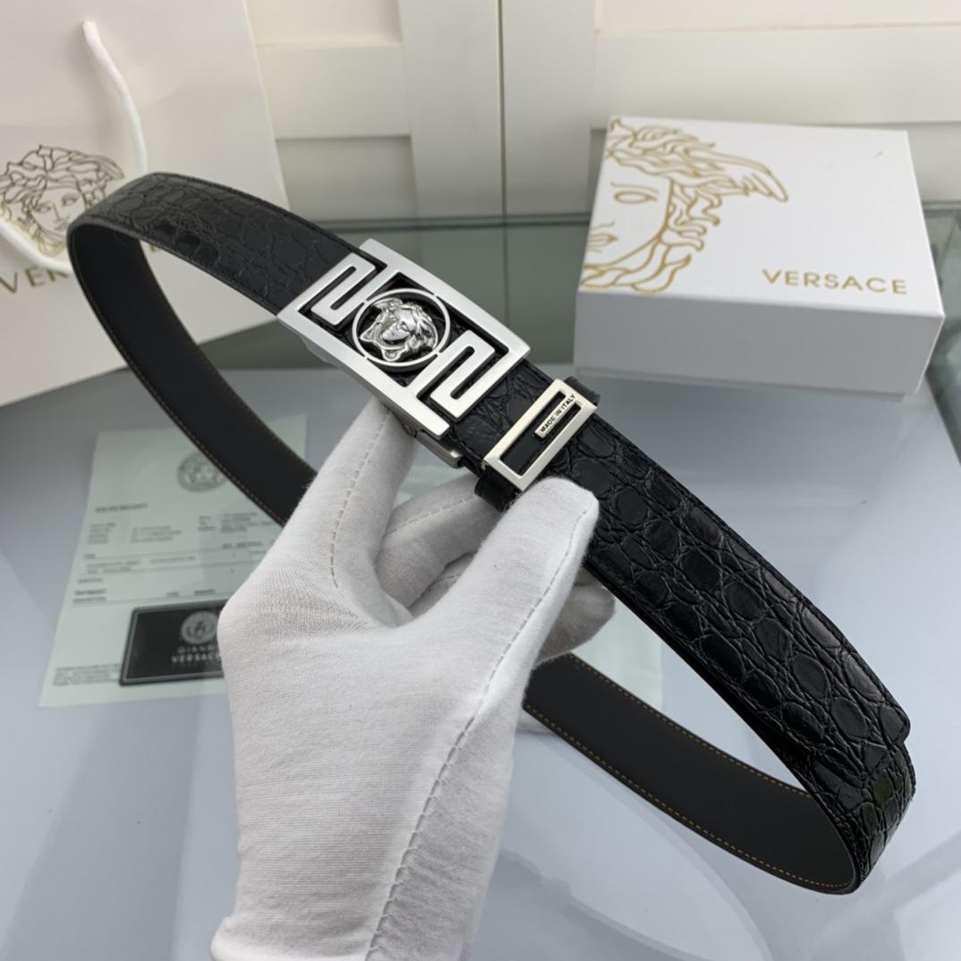 Thắt lưng nam Versace siêu cấp mặt vuông khóa tự động TLVS36