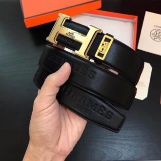 Thắt lưng nam Hermes siêu họa tiết chữ H viền đen TLH41