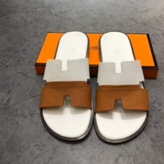 Dép Hermes nam bản siêu cấp họa tiết da nhăn quai hai màu DNH18