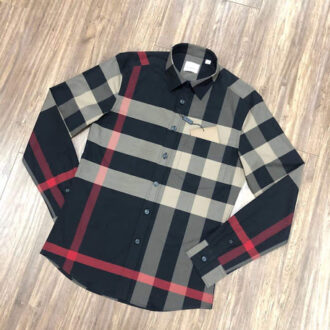 Áo Burberry nam like au họa tiết kẻ đen AOB03