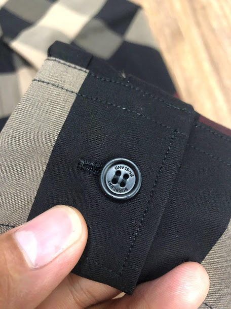 Áo Burberry nam like au họa tiết kẻ đen AOB03