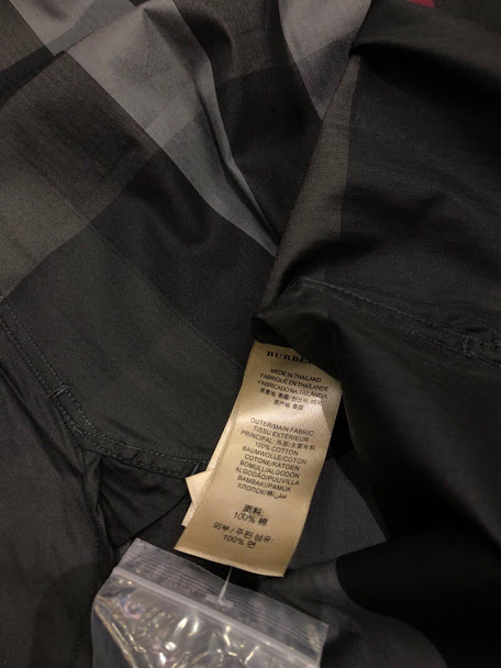 Áo Burberry nam likeau họa tiết kẻ đen ghi ngắn tay AOB04