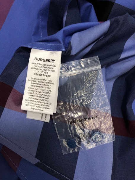 Áo Burberry nam like au sơ mi họa tiết kẻ xanh AOB02