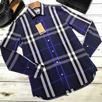 Áo sơ mi Burberry siêu cấp kẻ xanh dọc AOB01