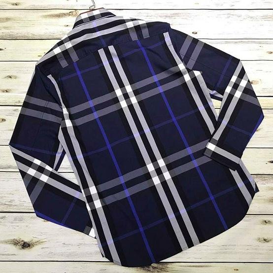 Áo sơ mi Burberry siêu cấp kẻ xanh dọc AOB01