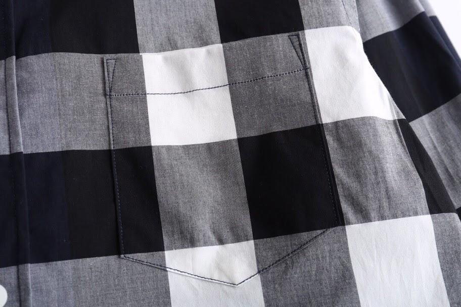 Áo sơ mi Burberry nam siêu cấp họa tiết kẻ xanh than AOB07