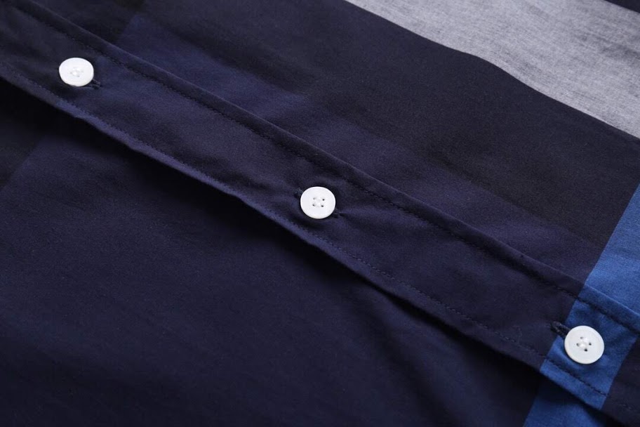 Áo sơ mi Burberry nam siêu cấp họa tiết kẻ xanh than AOB07