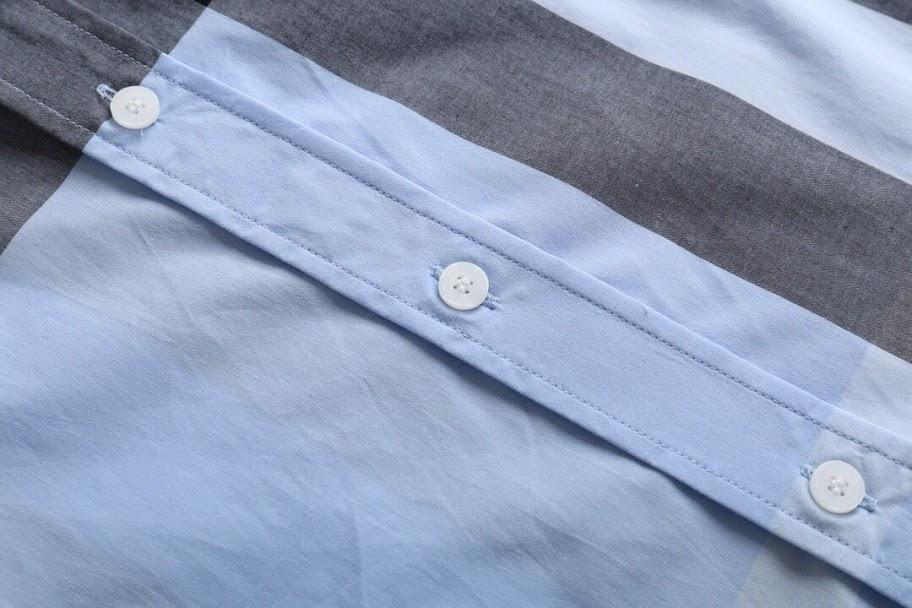 Áo sơ mi Burberry nam siêu cấp họa tiết màu xanh dương AOB08