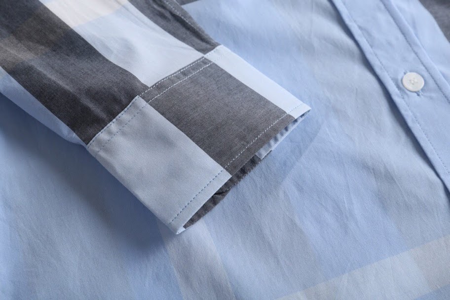 Áo sơ mi Burberry nam siêu cấp họa tiết màu xanh dương AOB08