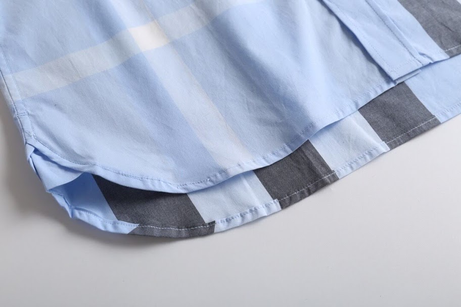 Áo sơ mi Burberry nam siêu cấp họa tiết màu xanh dương AOB08