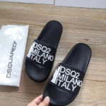 Dép Dsquared2 nam siêu cấp họa tiết chữ màu đen DDSQ06