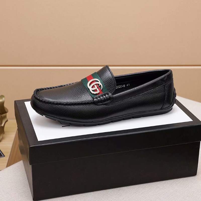 Giày lười Gucci siêu cấp da nhăn họa tiết khóa lệch GLGC55