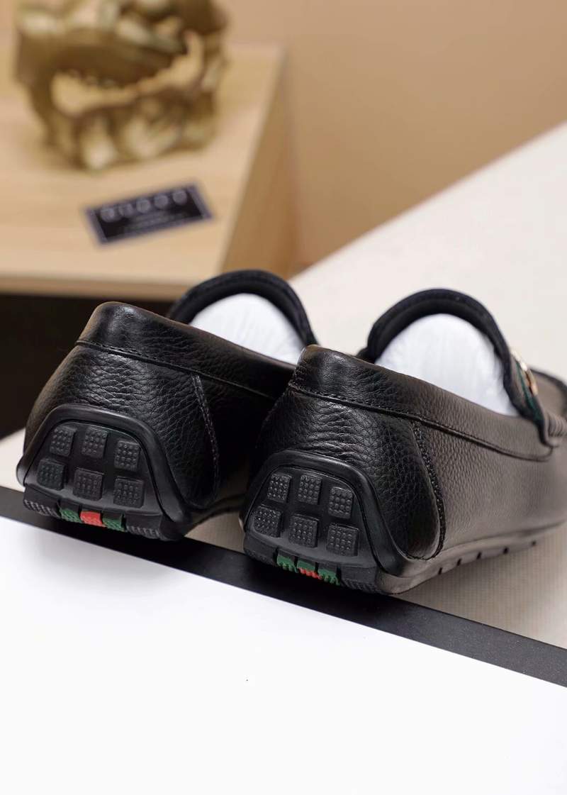 Giày lười Gucci siêu cấp da nhăn họa tiết khóa lệch GLGC55