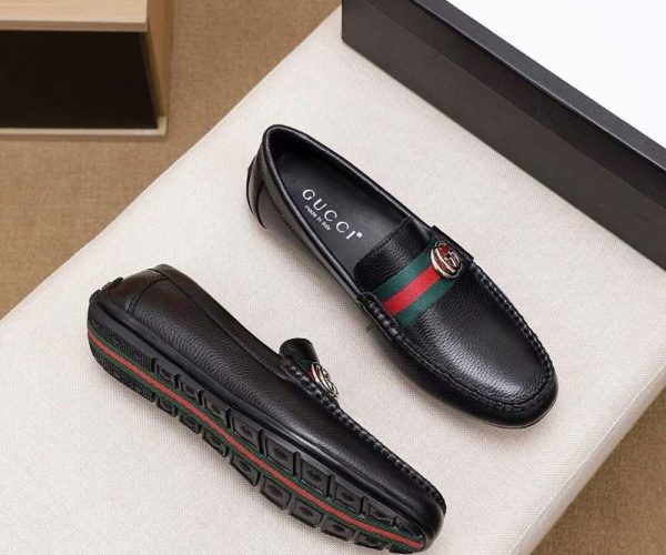Giày lười Gucci siêu cấp da nhăn họa tiết khóa lệch GLGC55