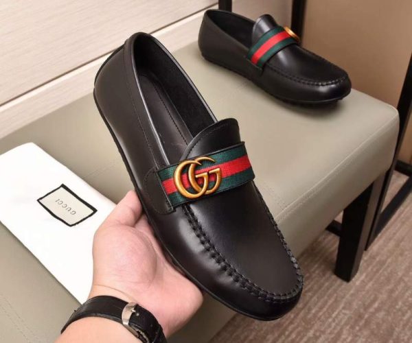 Giày lười Gucci siêu cấp da trơn họa tiết khóa lệch GLGC54