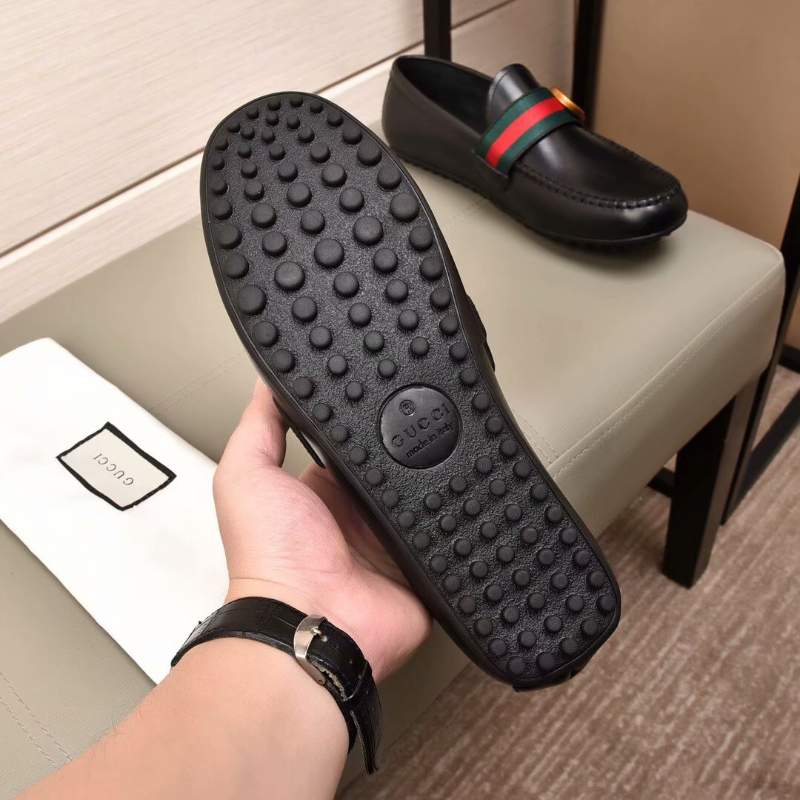 Giày lười Gucci siêu cấp da trơn họa tiết khóa lệch GLGC54