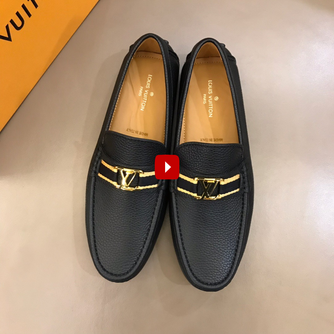 Giày lười Louis Vuitton siêu cấp họa tiết mặt vàng GLLV08