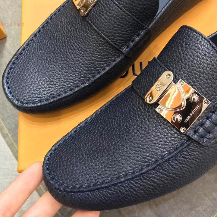 Giày lười Louis Vuitton like au khóa lệch màu xanh GLLV113